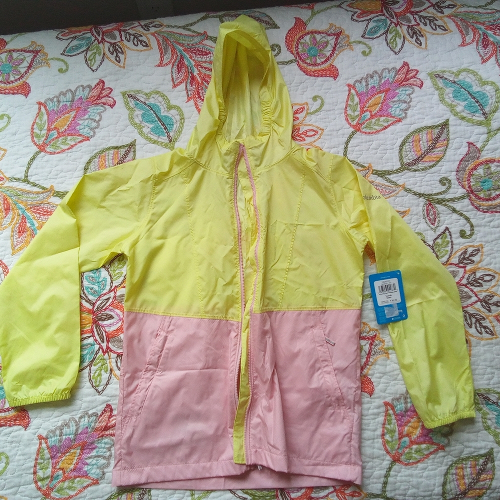 Columbia NWT youth windbreaker pink yellow